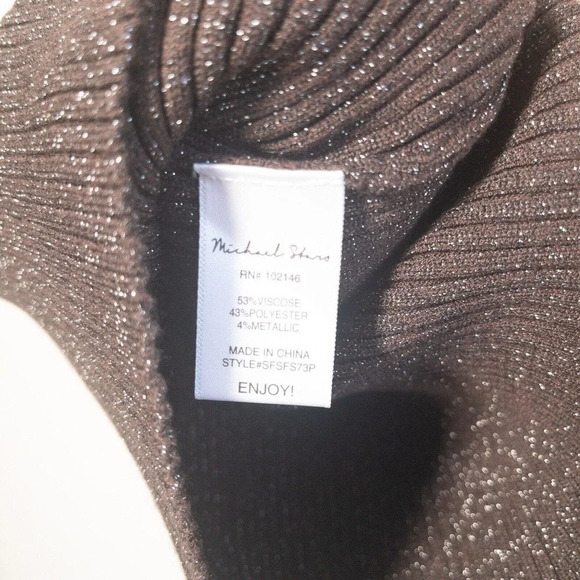 Michael Stars Mae Ribbed Sweater Dress New Bodycon Brown Shimmer Medium Petite - Picture 7 of 7